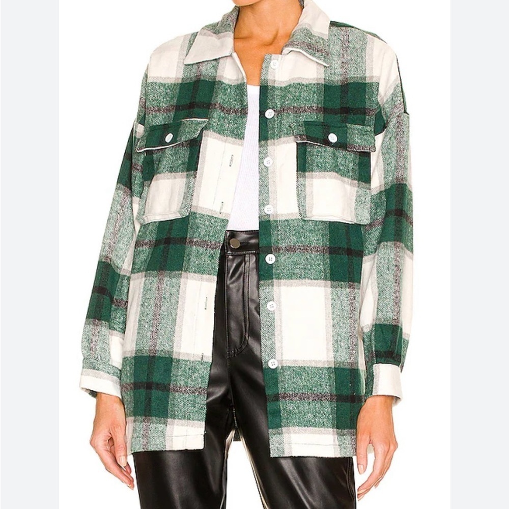 Lovers + Friends Forest Plaid  Jacket like new 🆕 fits like xxs to s oversized